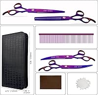 Vista 6 de LILYS PET Tijeras de titanio recubiertas de aseo profesional para mascotas para perros, tijeras de corte, curvas y adelgazantes