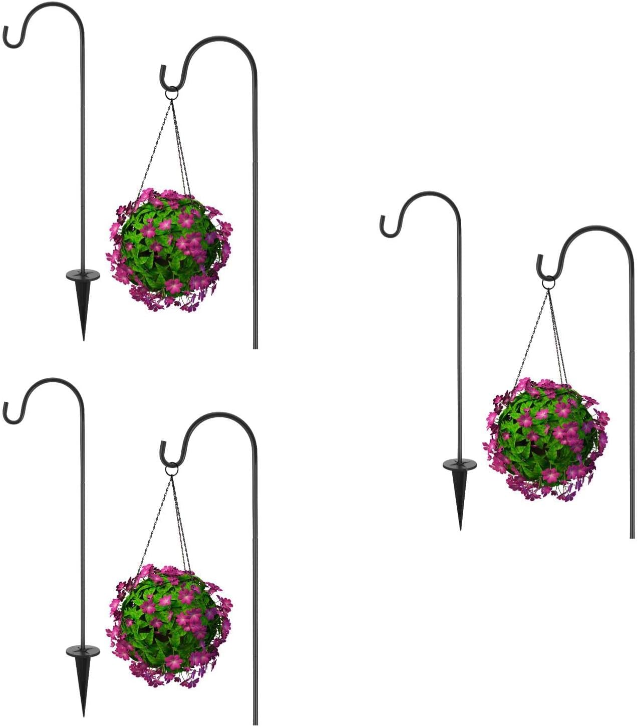 BESPORTBLE 24Inch Shepherd Hooks 3 Pack Garden Stakes Shepherds Hook for Garden Decor, Plant Hanger, Lantern Hook, Solar Light Hanging