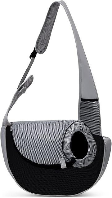 ALLSOPETS Dog Sling Bag Cat Carrier Bag Breathable Soft Mesh for Small Puppy Dogs Cats Travel Camping Safe Shoulder Bags Carrier Doggy Adjustable Pet Bag Black