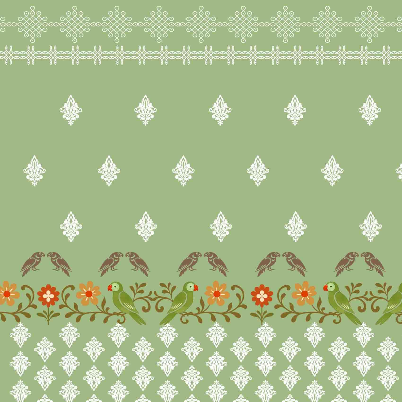 UL Green Rajwadi Backdrop Cloth, HD Printed Polyester, 8x8 Ft, Washable, with Curtain Rod Loop, Festival & Mandap Decoration-picture-25