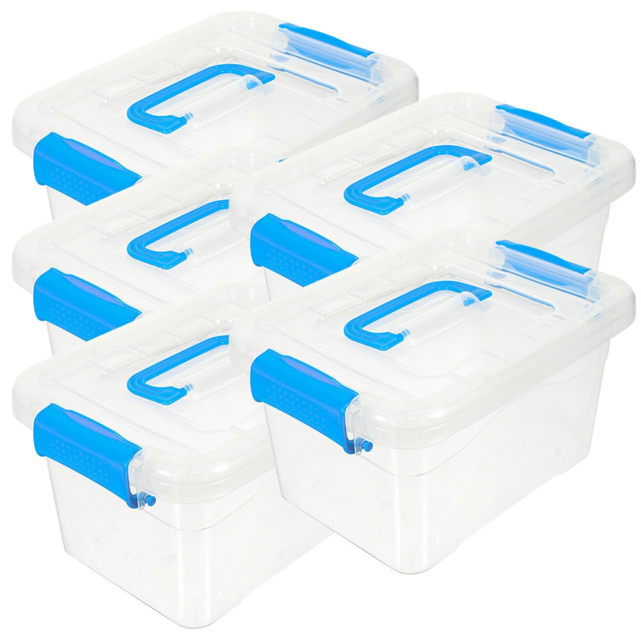 Cabilock 5pezzi Scatola Portaoggetti in Plastica con Manico Impilabile Organizzatore da Scrivania per Riporre Cosmetici e Articoli Vari con Coperchio
