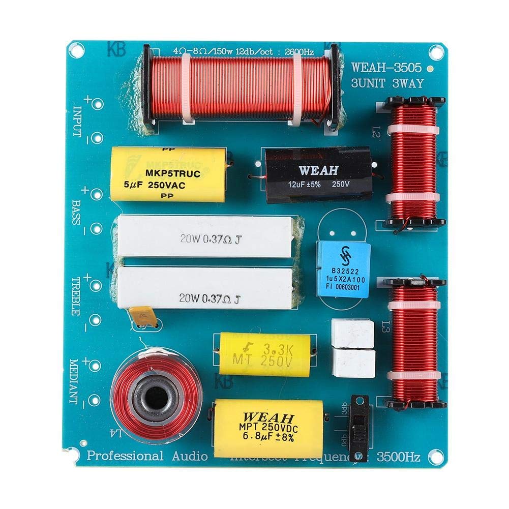 ASHATA 3-Wege Frequenzweiche, Crossover Filter Frequency Distributor Lautsprecher Frequenzweiche,Klangqualität Audio Frequenzteiler Divider 300W für DIY KTV Bühnenlautsprecher