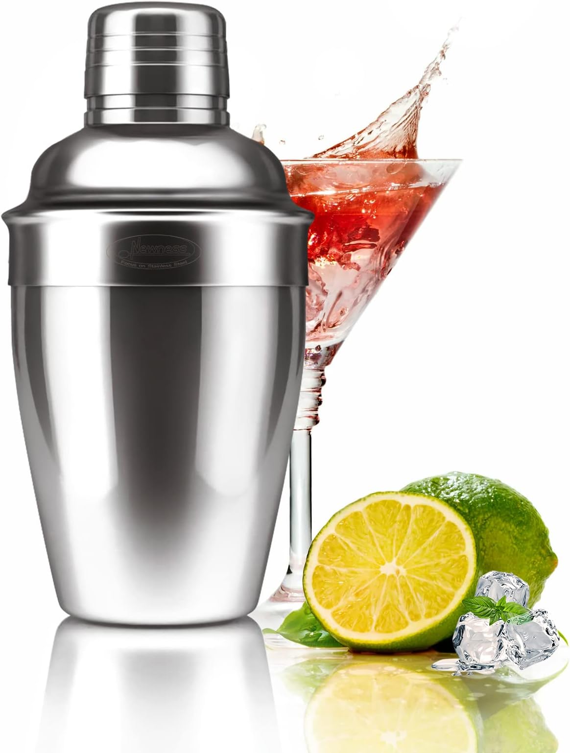 Newness Cocktail Shaker, Stainless Steel Martini Shaker, Drink Shaker Built-in Strainer, Professional Stainless Margarita Mixer, Bartender Kit Gifts, Small, Easy to Carry, Single Martini 8.4oz（250ml)