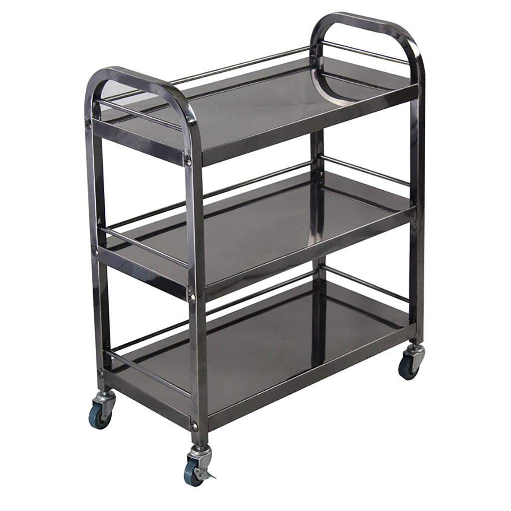 Carrello da cucina mobile a 3 livelli in acciaio inox, per sala da pranzo e conservazione, carrello moderno per alimenti e bevande, per uso domestico, ristorante e hotel