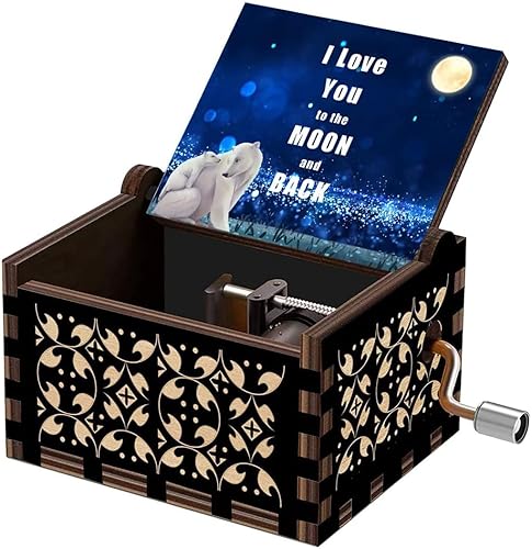 Vista 8 de Caja de música para regalo de hija, cumpleaños de mamá, madre a hija, de madera, grabada, manivela, caja musical Play You are My Sunshine Para hija