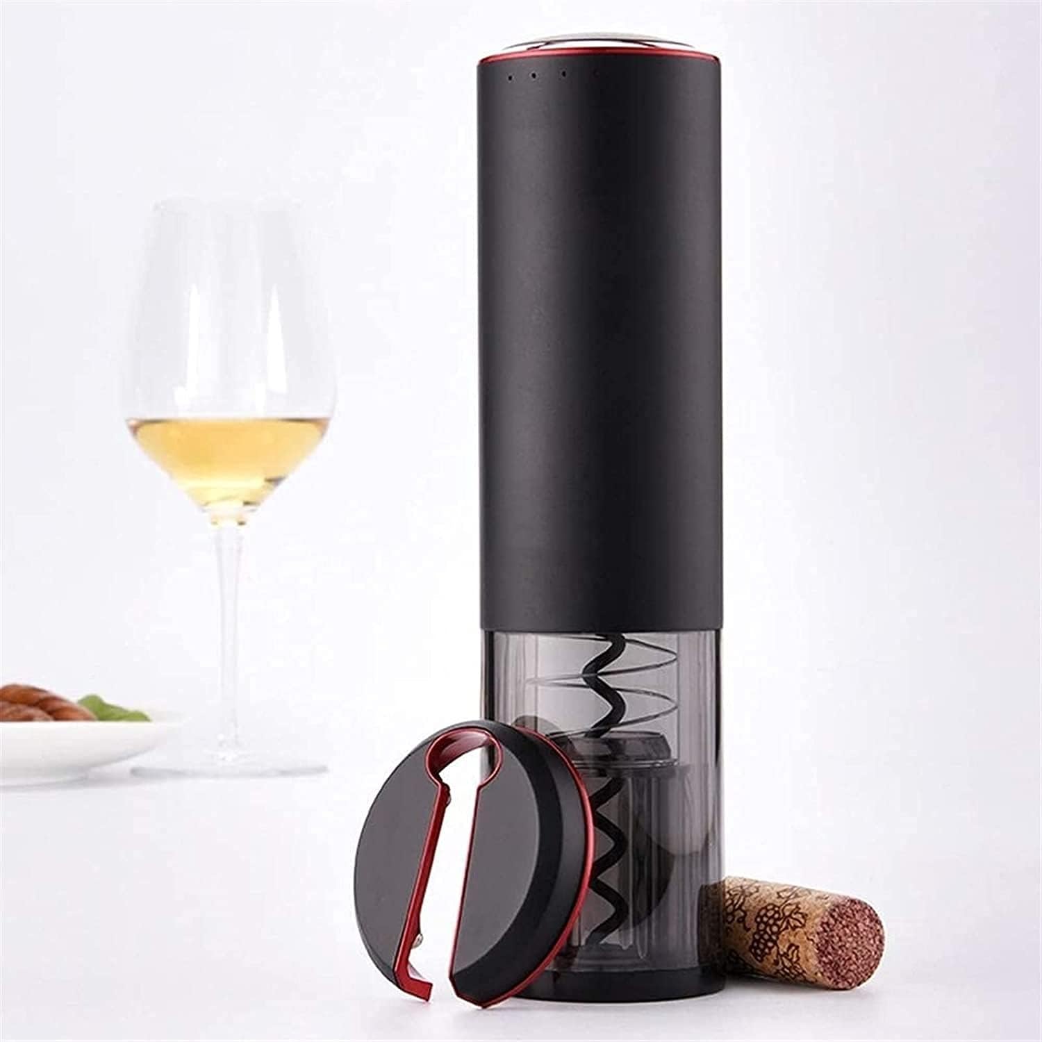 Electric Wine Bottle Opener Rechargeable Automatic Wine Openers Kit with USB Charging Cable Vacuum Stoppers Foil Cutter Gifts Set for Wine Loves,Father’s Day & Birthday Gift (Color : Black)