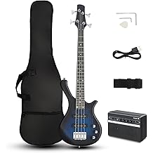 Ktaxon 36 Inch Bass Guitar 4 String Electric Bass Guitar with Dual Connectivity &amp; Portable Power 15W Amp, Excellent Tone, Exquisite Craftsmanship and Ergonomic Body Design for Beginner(Blue)
