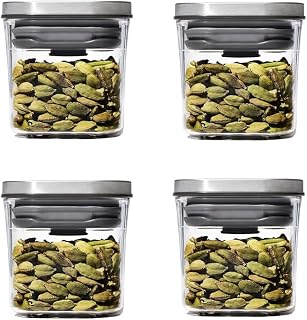 Steel POP Mini Container - 0.2 Qt (Pack of 4) Airtight Food Storage for Spices & More, Grey