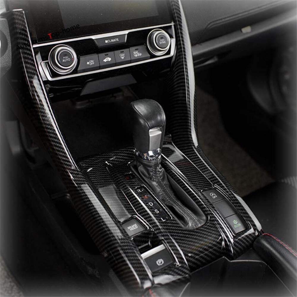 Dreamseek Center Console Automatic Gear Shift Panel Cover for 10th Gen Honda Civic 2016 2017 2018 2019 2020 2021 Sedan Carbon Fiber Style