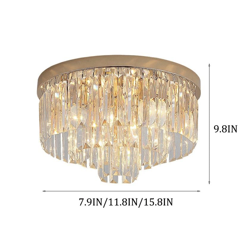 Plafonnier à intensité variable en cristal de luxe et structure dorée moderne pour chambre - 6