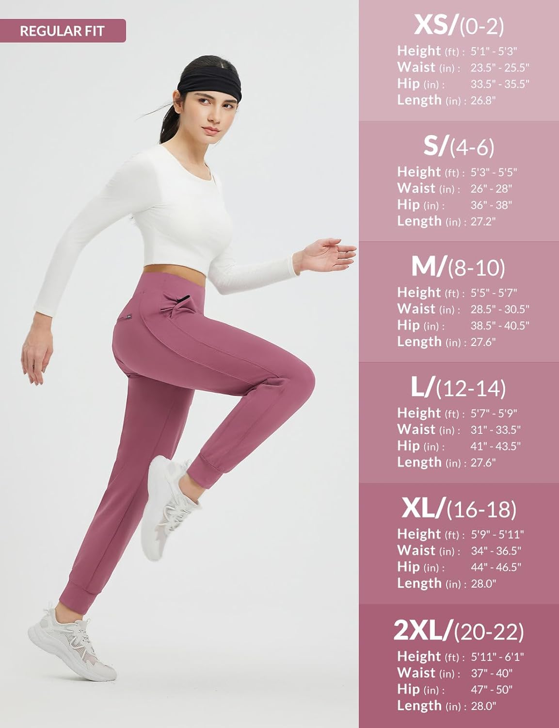 baleaf Women's Fleece Lined Joggers Pants Winter Warm Water Resistant High Waisted Running Hiking Thermal Zipper Pockets - Image 7