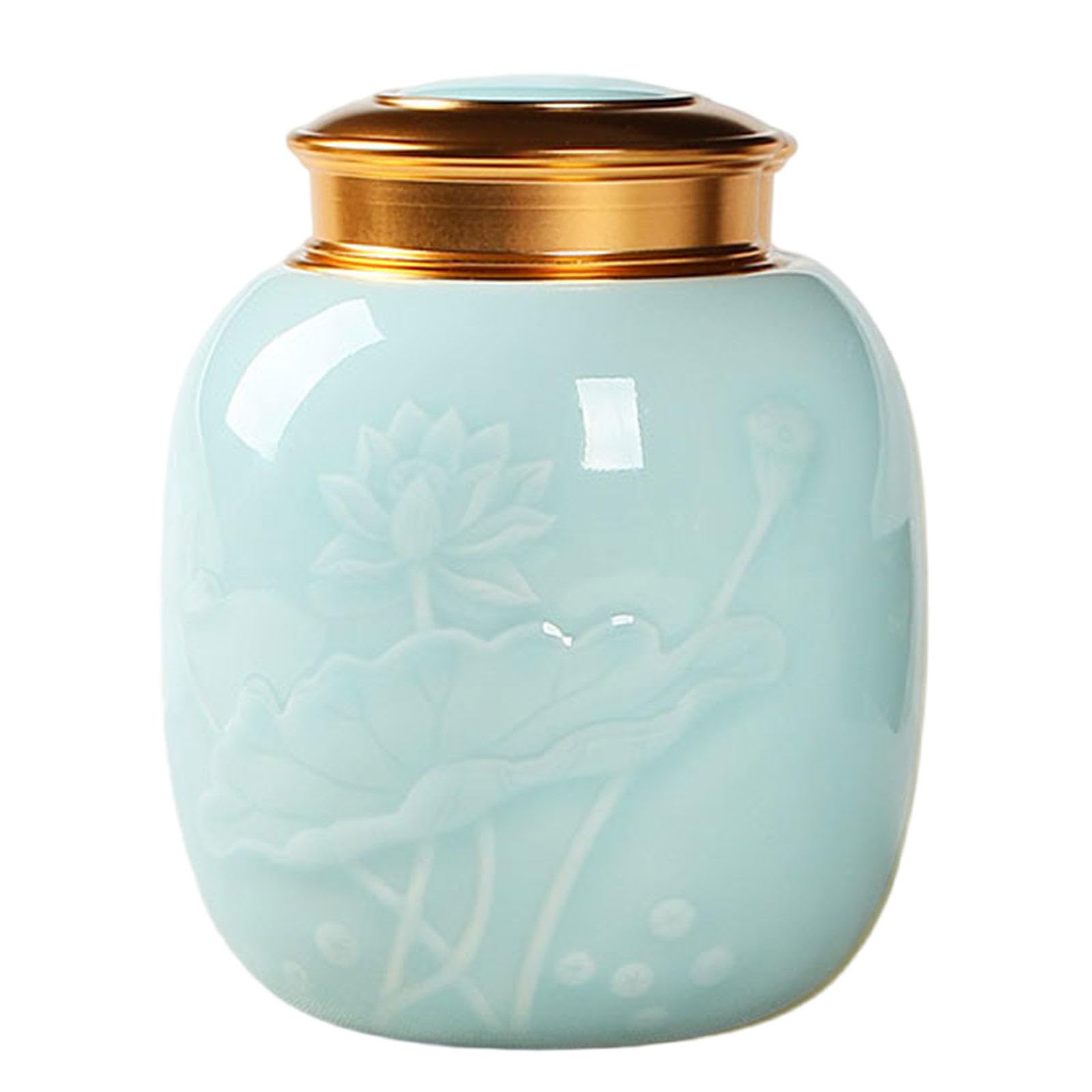 GPDNBIEU Ceramic urns, Funeral Urn Small Cremation Ashes for Pet Adult Human - Memorial Casket(Blue)