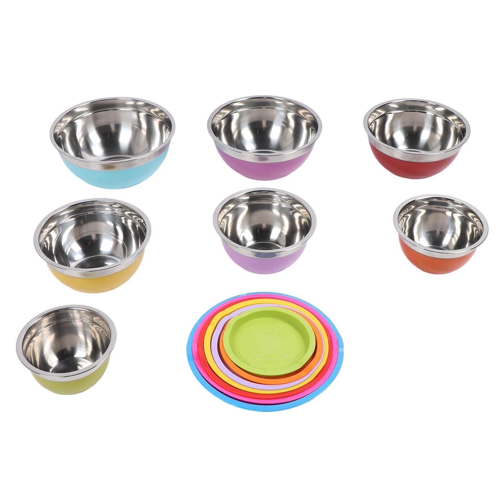 7PCS Miski z pokrywkami ze stali nierdzewnej plastikowe plastikowe miski gniazdowe Sałatkowe pojemnik na pokarm do pieczenia przygotowywanie porcji