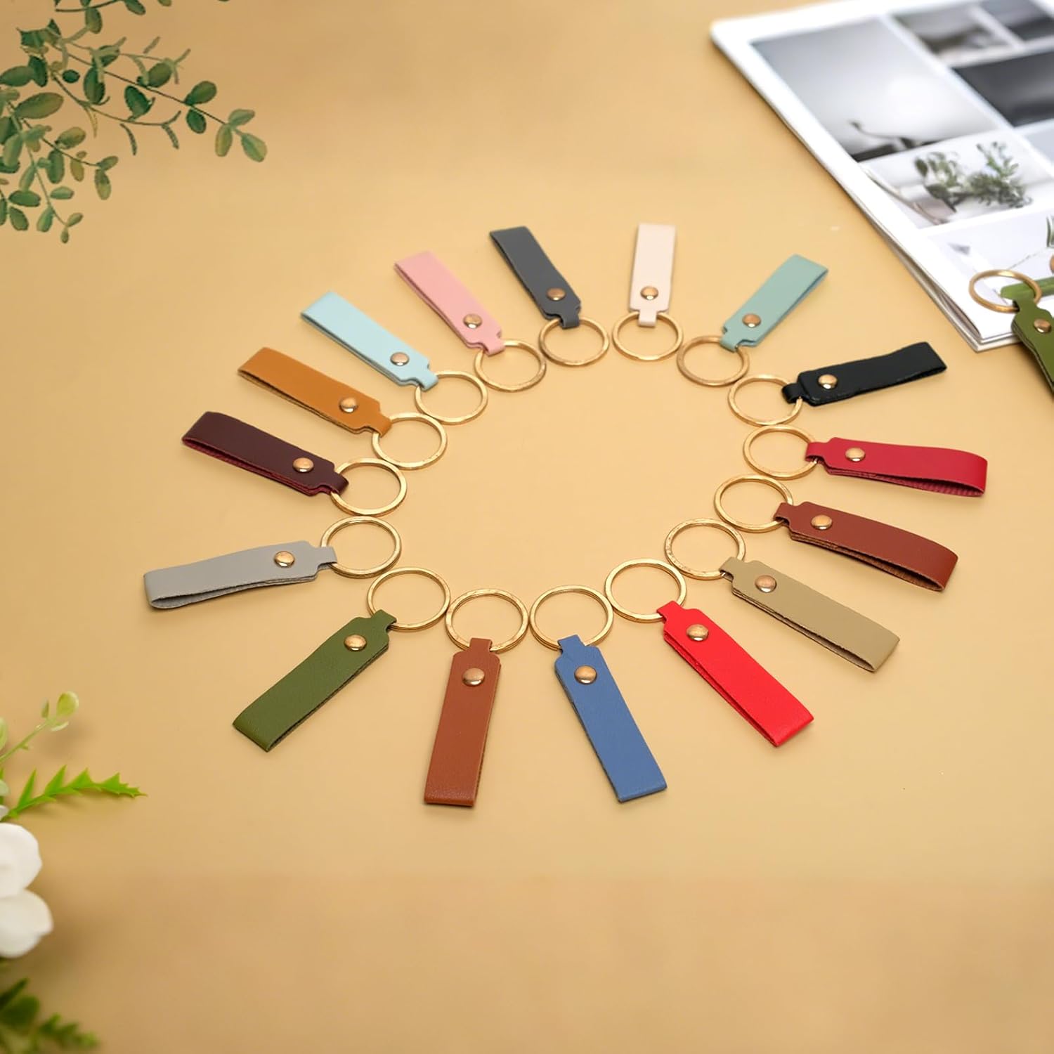 110 Pcs PU Leather Keychain Blanks Bulk with Key Rings 3.7 x 0.7 Inches DIY Craft Keychains Laser Engraving Kit (Multicolor) - Image 5