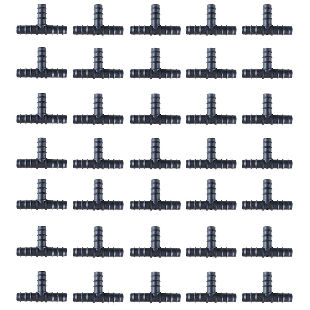 Littimoon 100PCS Drip Irrigation Connectors 16mm Barbed Connector Tee Couplings Irrigation Connectors for Drip Tubing WaterTubing