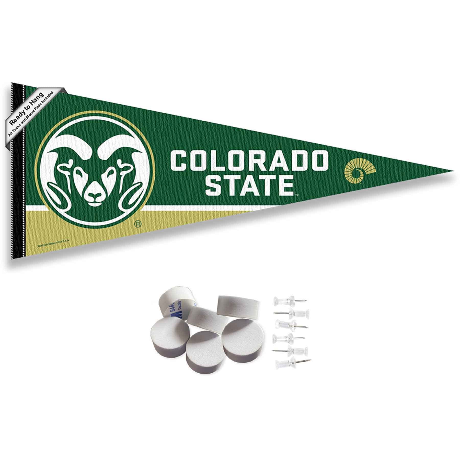College Flags & Banners Co. Colorado State Rams Pennant Flag and Wall Tack Mount Pads