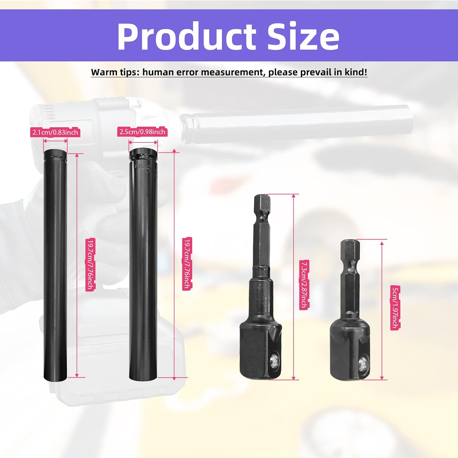 2 Sets 9/16" & 3/4" Power Nut Driver Nut Runner Hollow Socket for Repair | Heavy-duty hollow socket drivers with ergonomic grip, convenient tools for industrial maintenance and mechanic DIY projects