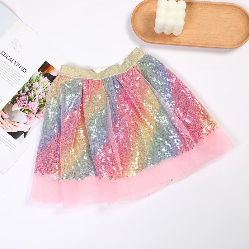 BabyMoon Set of 2 Glittering Princess Girl’s Tutu Skirt with Headband | Baby Photoshoot Props | 3-8 Years | Multi 1