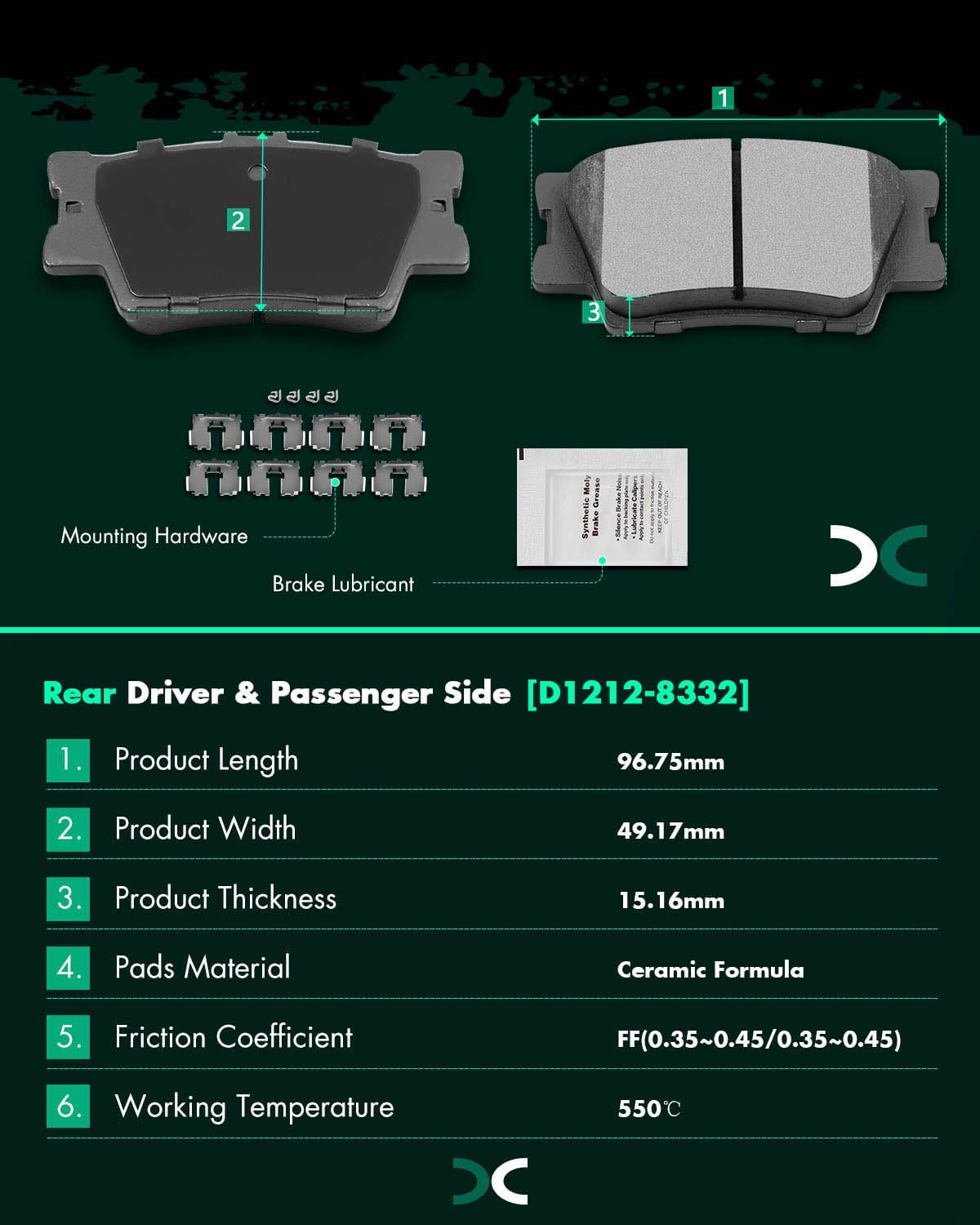 SCITOO Front 11.65" Rear 11.06" Brake Pads and Rotors Kits Fit For Lexus ES350 2007-2012,For Toyota Avalon 2008-2012,For Toyota For Camry 2007-2011