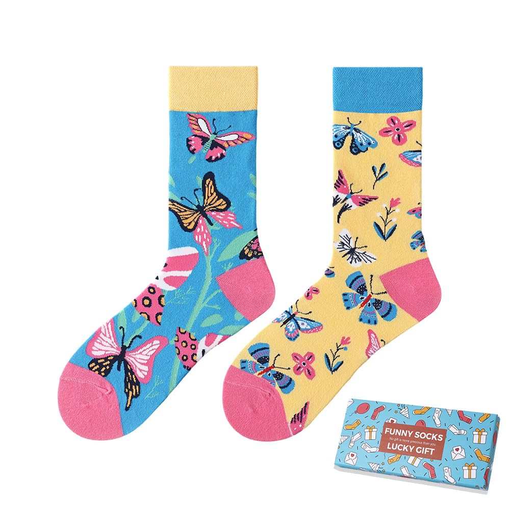 Calcetines Divertidos Unisex para Mujer y Hombre con Diseños Asimétricos en Par - Temas Animales, Comida, Fruta, Deporte y Arte en Algodón - Ideal para Regalos — view 131