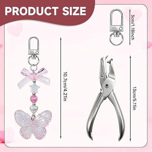 Miniatura 5 de 12 llaveros para brillo de labios con dijes con perforador y caja de almacenamiento, kit de llavero portátil de bálsamo labial, accesorios de