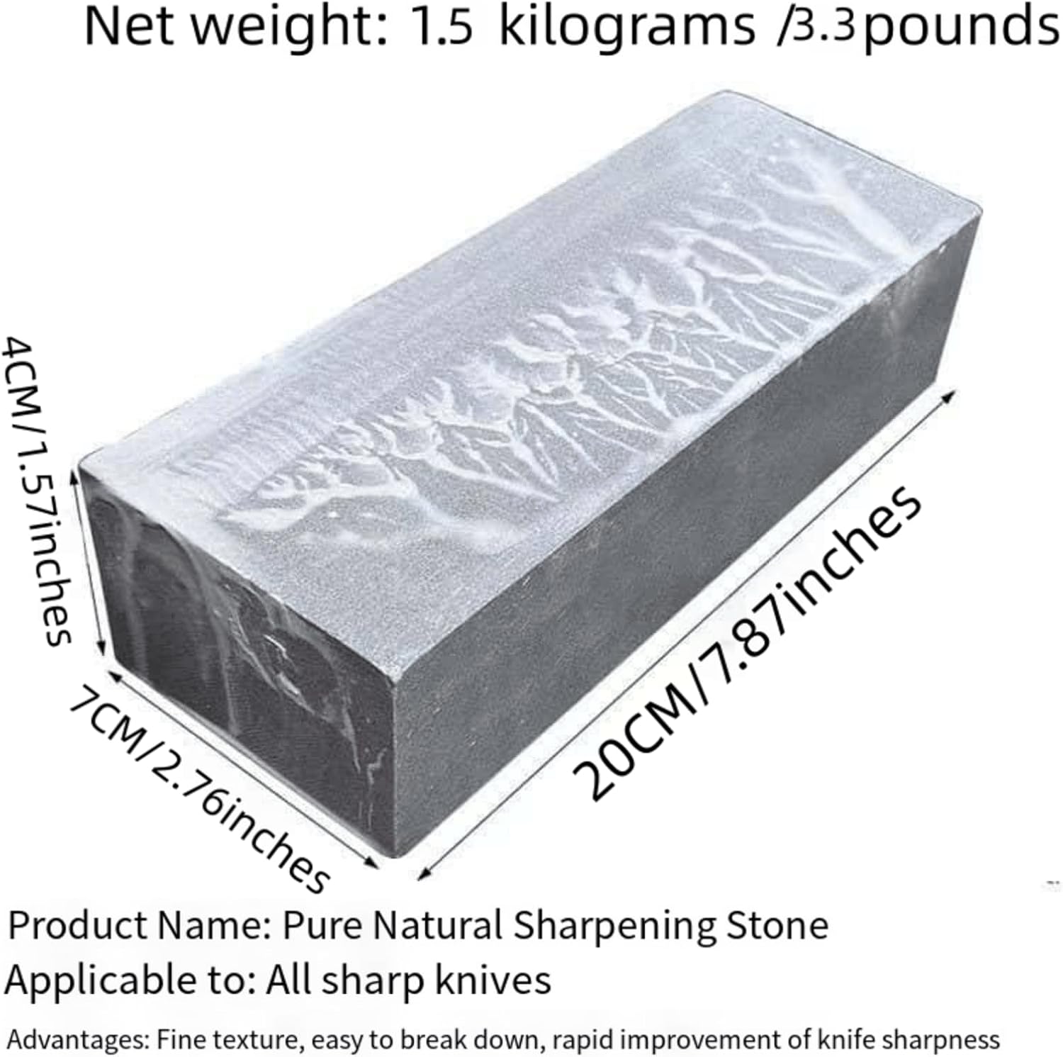 Natural Grinding Stone, A Household Chef's Special Tool for Sharpening Dull Knives to Grind Kitchen Knives 1200 Mesh 3.3 Pounds, 7.87 * 2.76 * 1.57 Inches