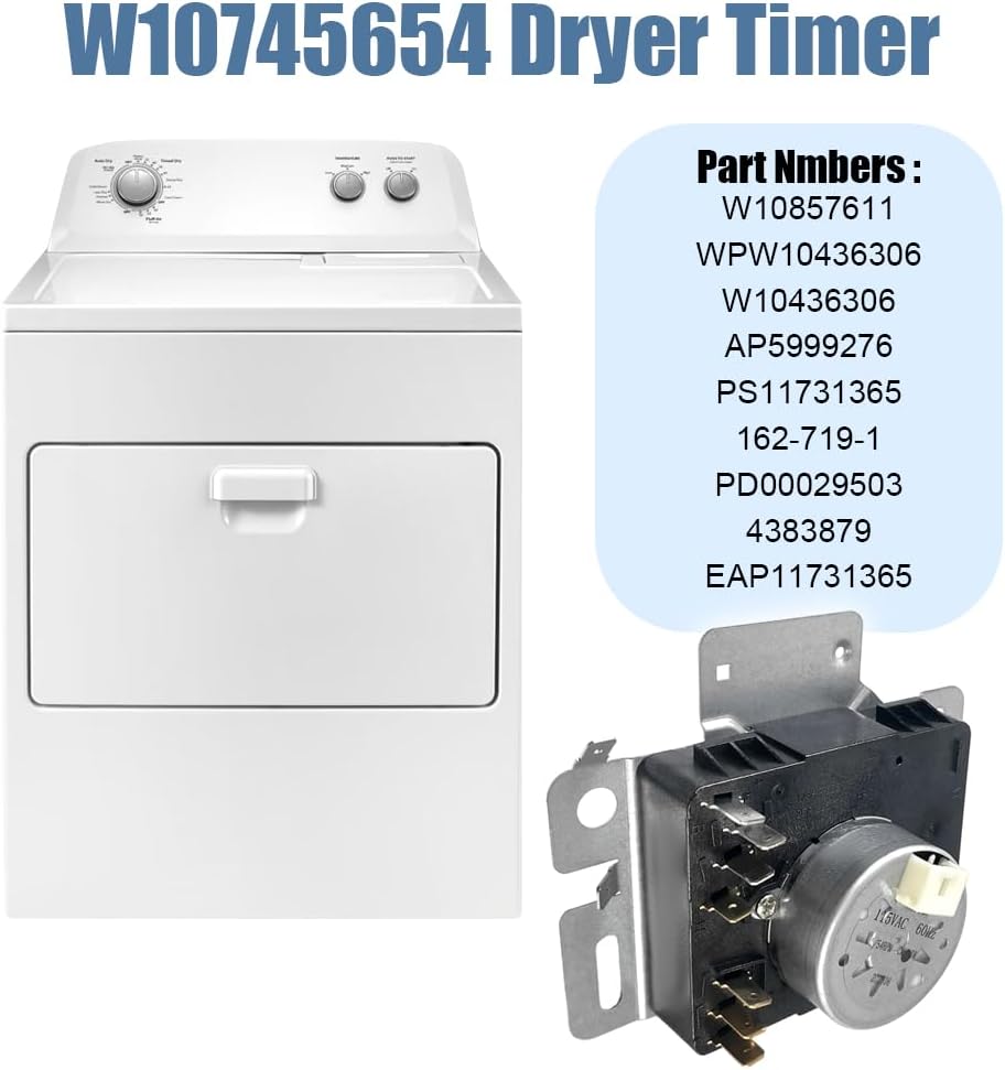 W10745654 W10436306 W10857611 Dryer Timer Replacement for Whirlpool Amana Maytag - Replaces W10857611 WPW10436306 4383879 AP5999276 RGD4516FW0 NGD4655EW1 NGD4655EW2 RGD4516FW0