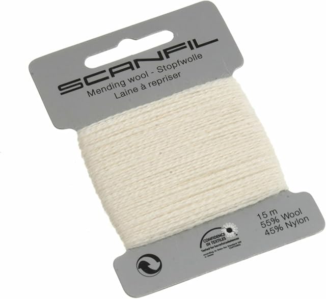 Scanfil 40020-001 Darning Thread, White, 15 m