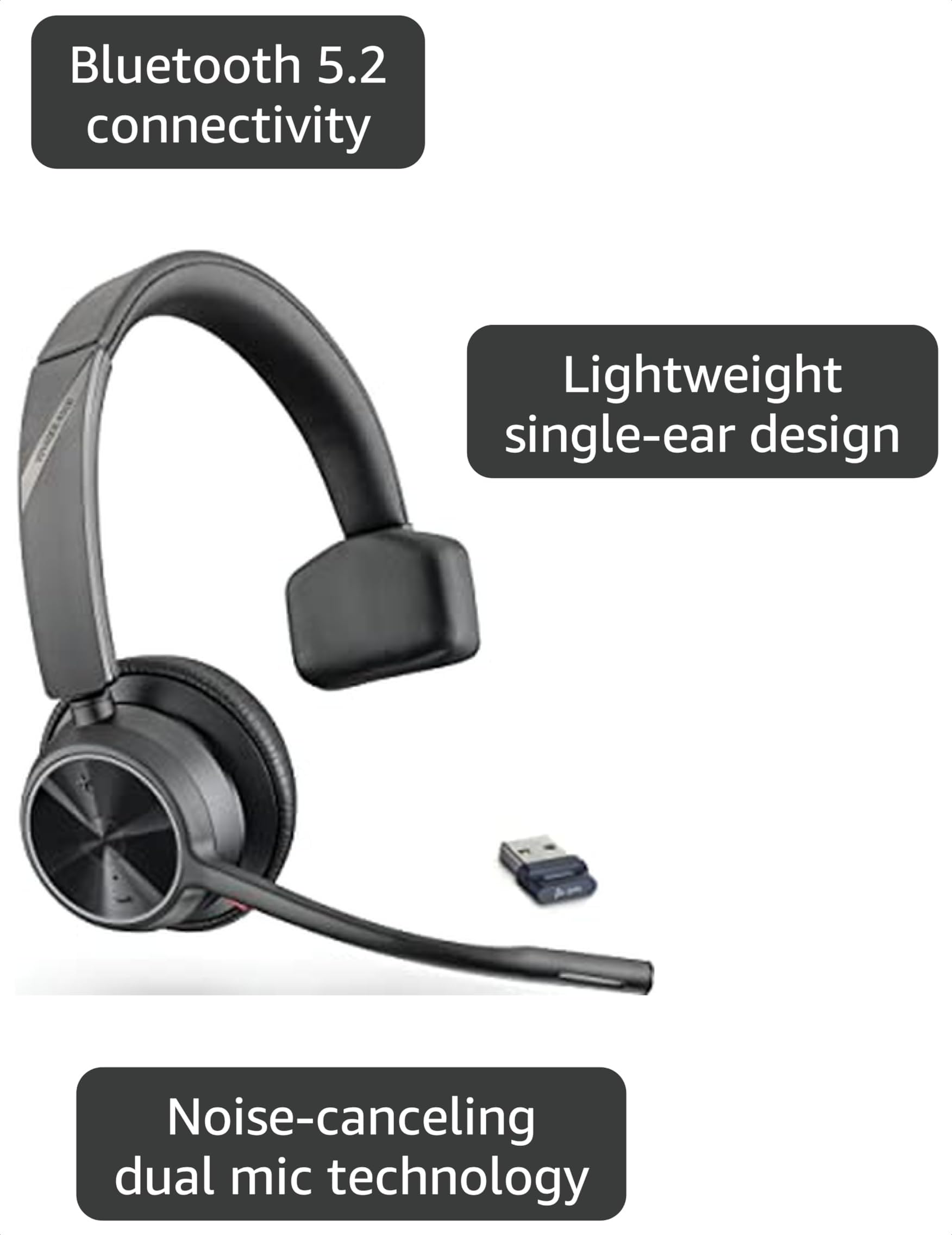 Amazon.com: Poly - Voyager 4310 UC Wireless Headset + Charge Stand
