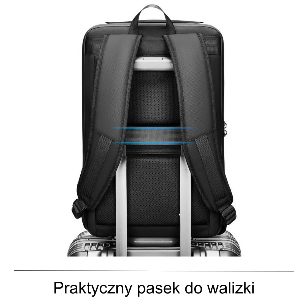 Plecak Męski z Kieszenią na Laptop 15,6" 46x31x12 Bagaż Podręczny Plecak na Laptopa 6 Przegródek Torba Antykradzieżowa Wodoodporna Port USB 24L Plecak Biznesowy Praca Biuro Szkoła Uczelnia Podróże