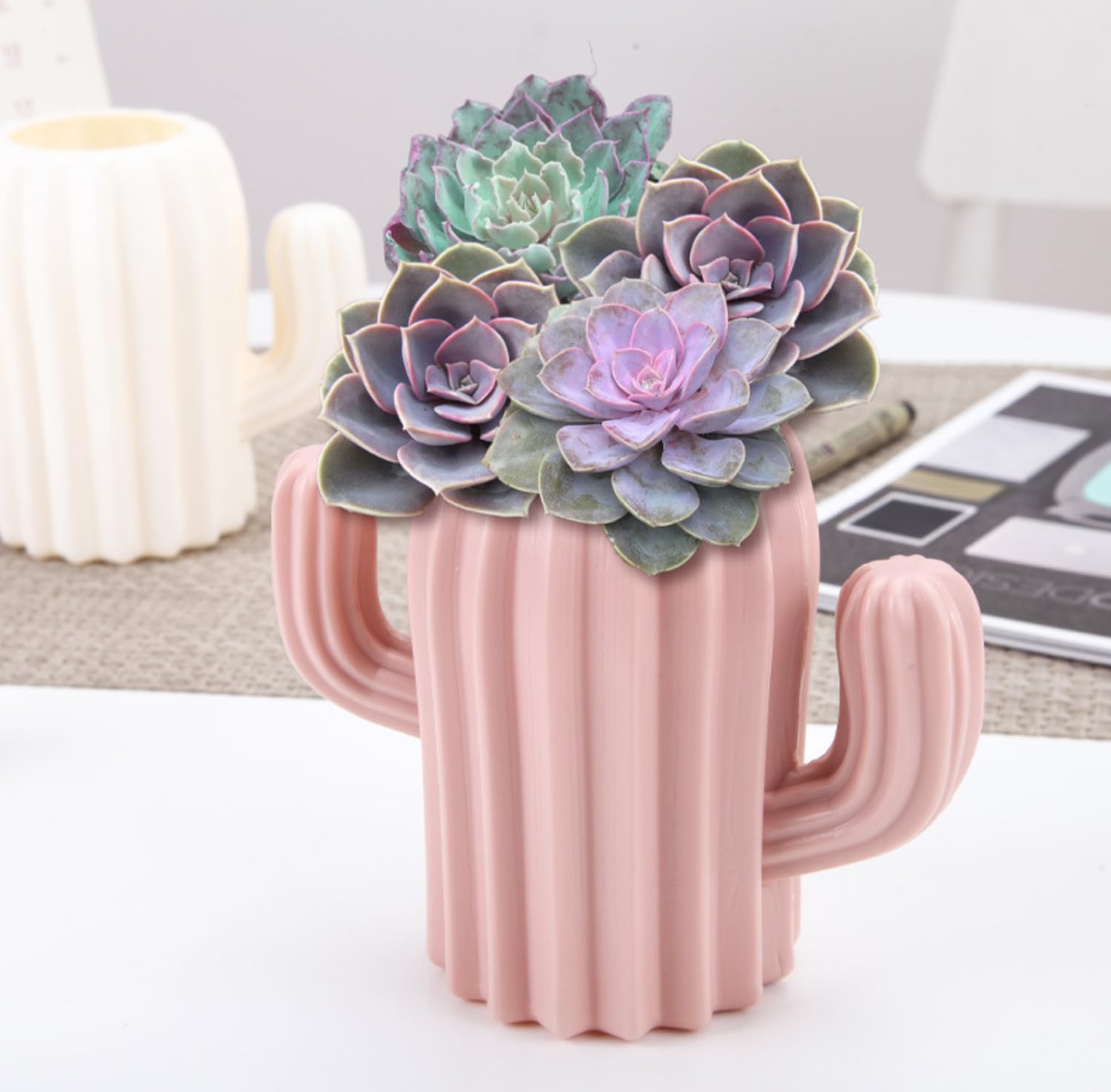 MEISH 2pcs Cactus Pen Holder Stationery Storage Pen Container Funny Cactus Shape Desk Pen Holders Pen Holder Desk Organiser for School Classroom Office - Image 4