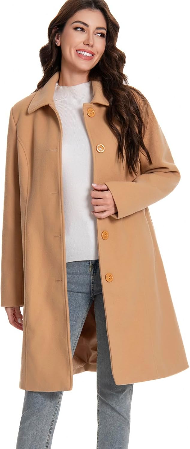 Mars Guard Women's Peacoat-Single Breasted Thick Mid-Length Winter Classic Trench Coat with Pockets,Warm for Work Casual - Image 2