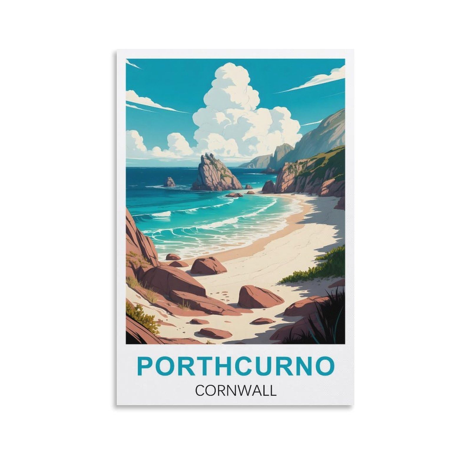 EZMLFA Diamond Art Kits Adults,Porthcurno Cornwall,5D Dimond Picture, Crystal Gem Art Crafts for Boys Girls, DIY Mosaic Creations Set for Home Decor 40x40cm