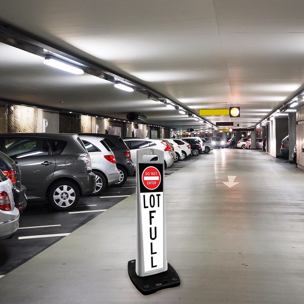 BERRY Poteau de délimitation flexible de 110 cm avec base lestée de 10 kg – Borne de circulation rebondable robuste avec poignée de transport – Idéal pour les parkings, les hôtels et la gestion