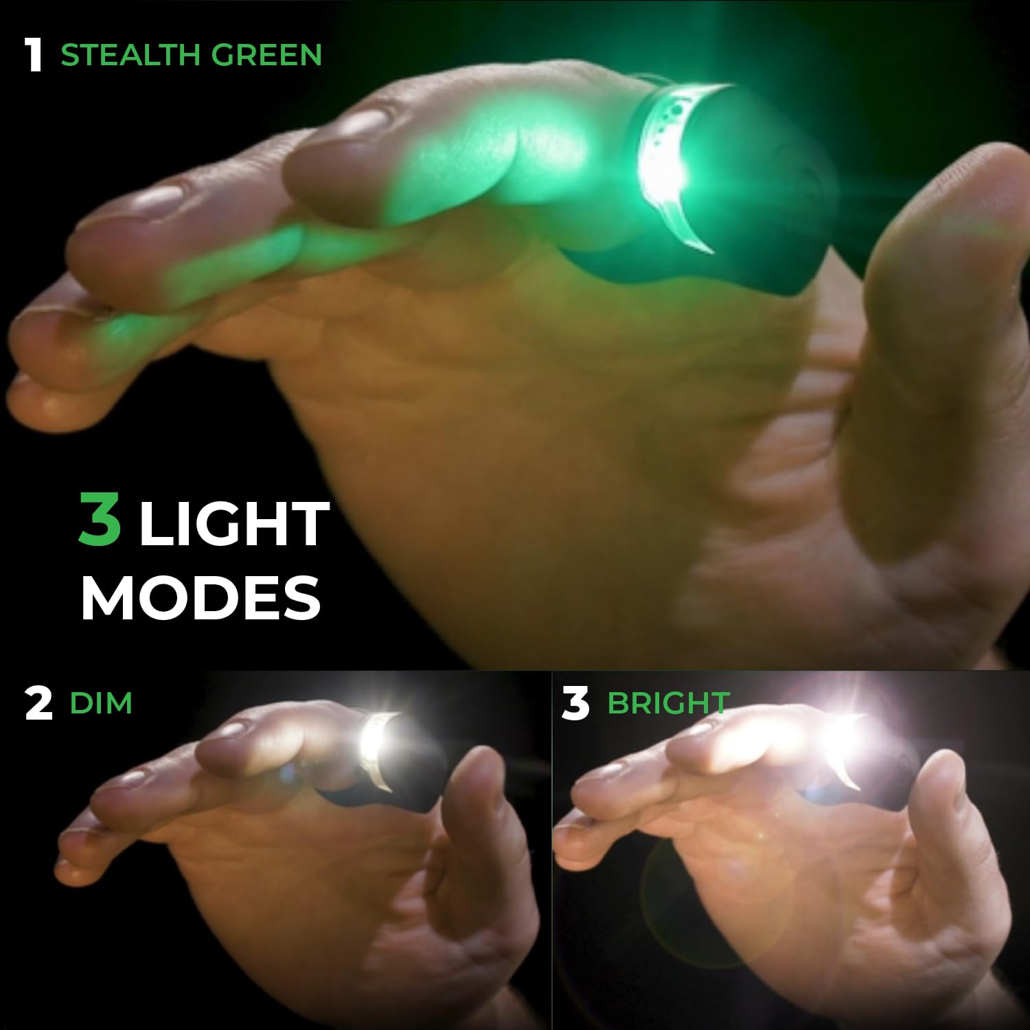 Linterna LED portátil de alta tecnología - Brillante - 3 modos de luz - IPX7 resistente al agua - Carga USB-C - Anillo de ajuste personalizado - Batería de larga duración - Negro