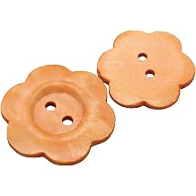 10Pcs Clothes Buttons - 2 Holes Sewing Buttons Wooden Flower Shaped Clothes Button for Blazer, Suits, Coat, Uniform, Jacket 30mm, #2