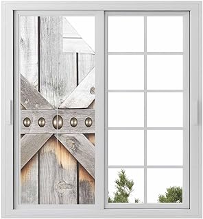 Retro Farms Window Privacy Film, Farmhouses Vintage Cabin Barn Wood Plank Static Cling UV Sun Blocking Tint Film Heat Control Windows Films for Bedroom Bathroom, Window Stickers 29.5"x78.7"