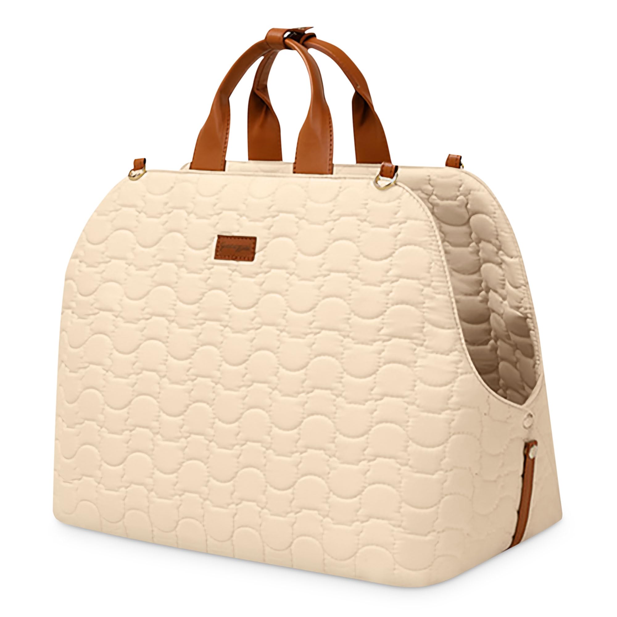 ALLSOPETS Sac pour Chien Sac à Main Portable pour Chat Sac à Bandoulière pour Animaux de Compagnie Siège de Voiture pour Chien avec Laisse de Sécurité et Poches pour Chiens Chiots Chats Kaki
