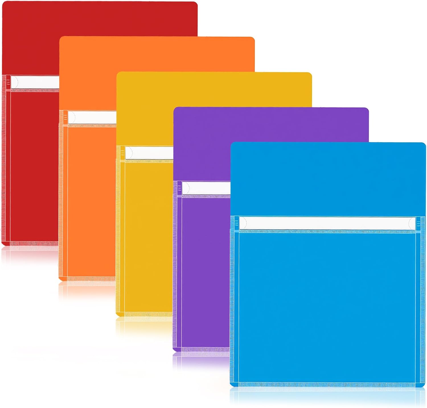Magnetic Pocket 5 Pack – Self-Adhesive Magnetic Storage Pouch for Documents, Notes & Tools, Strong Magnet Backing for Fridge, Whiteboards, and Metal Surfaces (Assorted Colors 5Pcs)