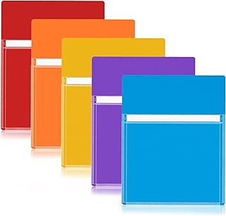 Magnetic Pocket 5 Pack – Self-Adhesive Magnetic Storage Pouch for Documents, Notes & Tools, Strong Magnet Backing for Fridge, Whiteboards, and Metal Surfaces (Assorted Colors 5Pcs)