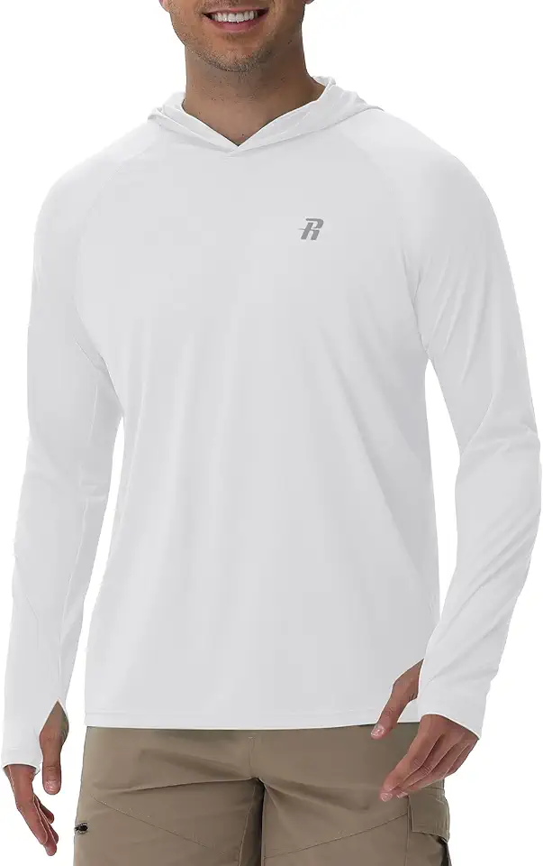Runhit UPF 50+ Fishing Shirts for Men Long Sleeve Sun Protection Hoodie Lightweight Outdoor Workout Hiking Running Rash Guard