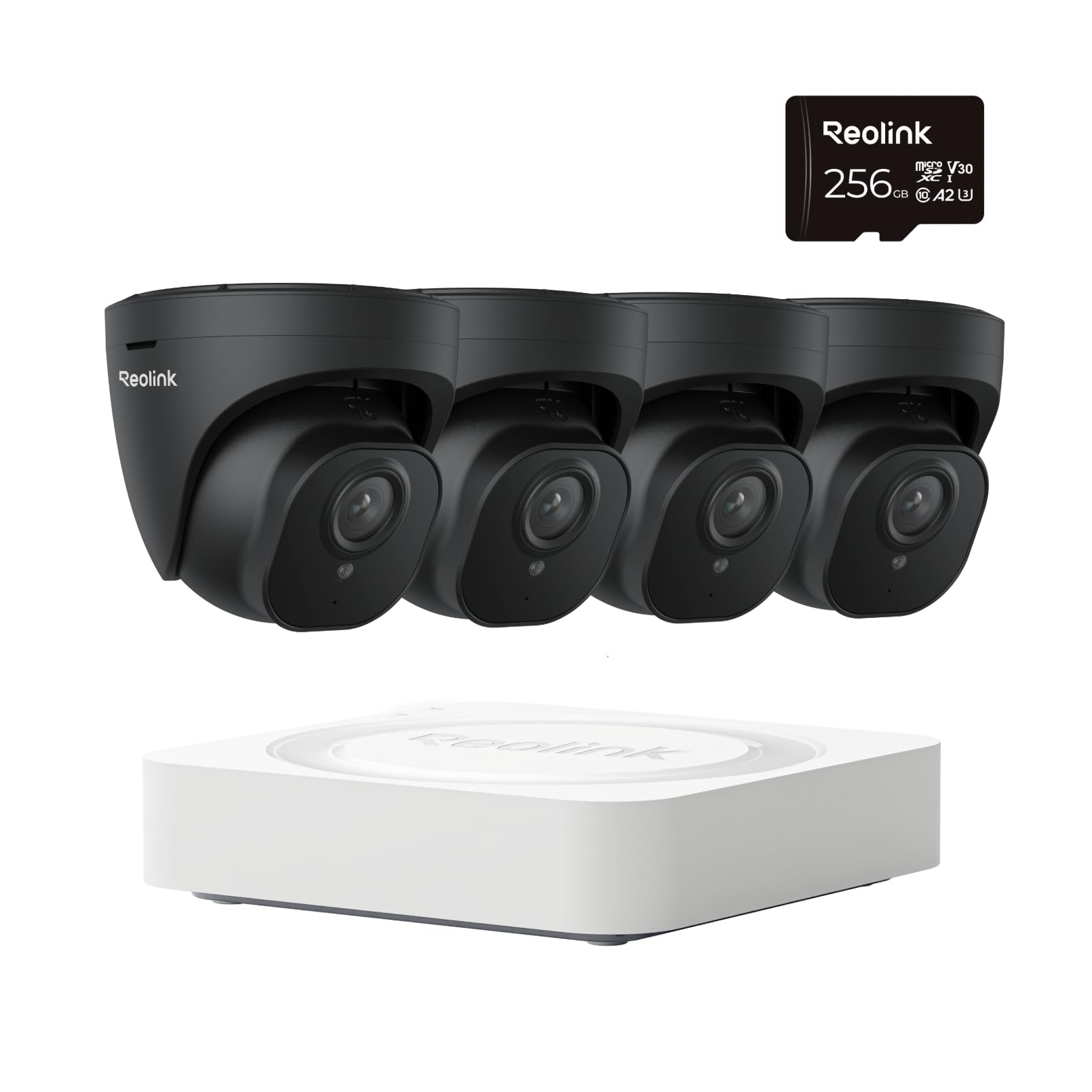 Reolink PoE Kamera außen RLC-520A-B*4 mit 4-Kanal NVR, 256GB Micro SD Karte