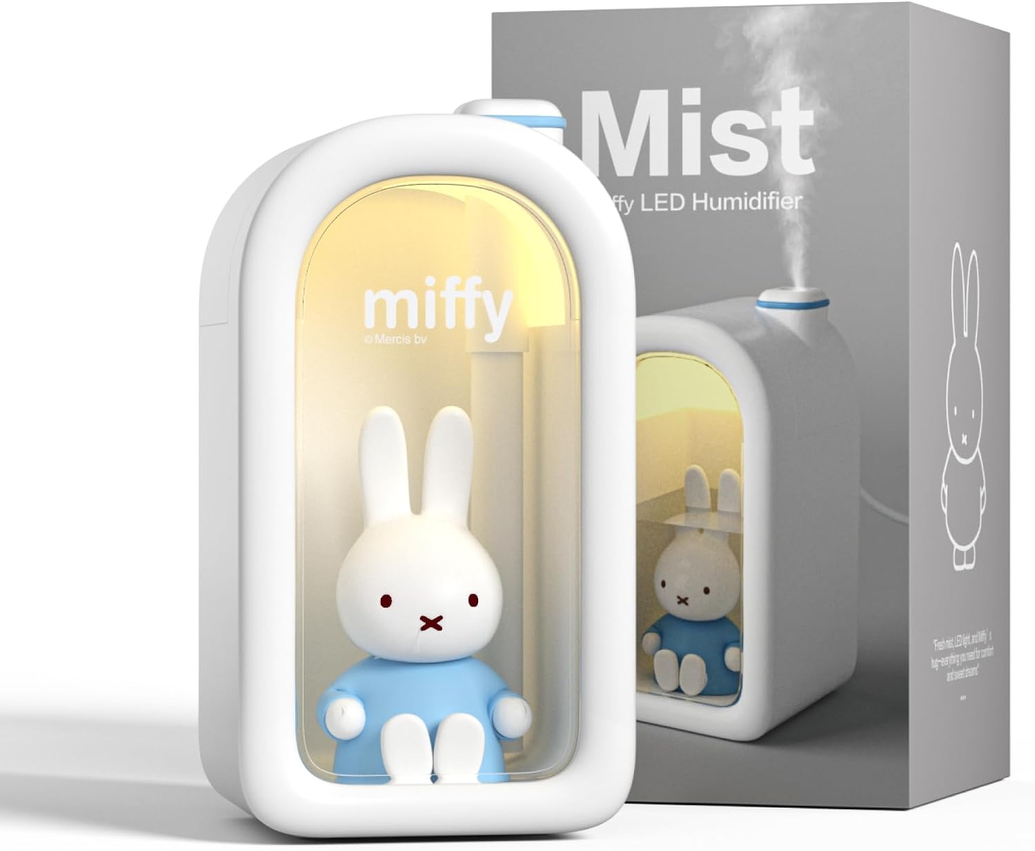 Mipow X Miffy Cool Mist Humidifier - Ultrasonic Quiet, Mini Cute Humidifier with Night Light, 380ml Humidifiers for Bedroom/Babies Nursery/Office