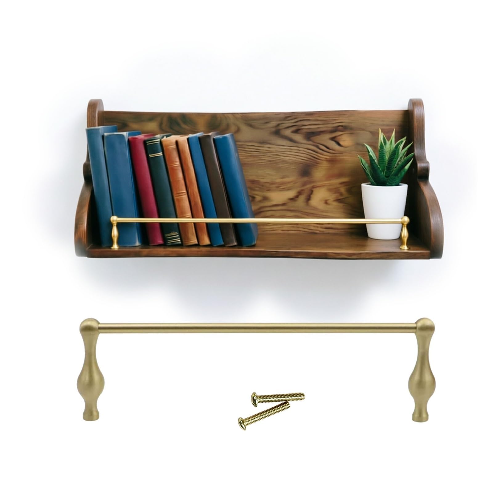 Bookshelves Anti Fall Cabinet Metal Guardrail Bar, Customizable Solid Brass Shelf Rail, Fence Display Rack for Art/Collectibles(TypeA,15in/38cm)