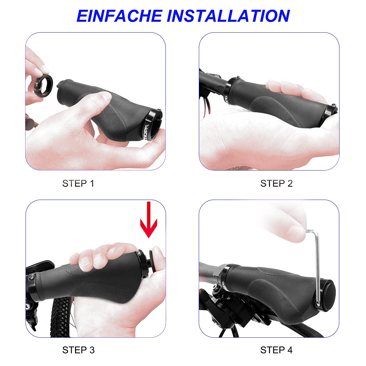 Manopole Bici Antiscivolo Ergonomiche | Doppio Blocco In Alluminio | Per MTB E Bici Da Corsa | 140mm - Foto 5