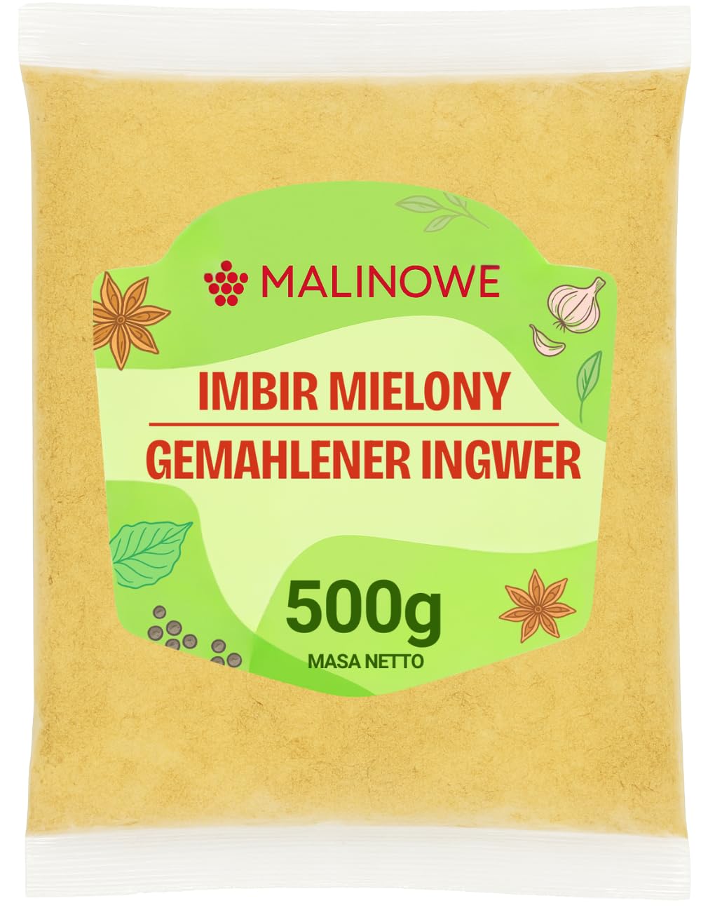 Malinowe IMBIR MIELONY 500g Intensywny Aromatyczny Premium