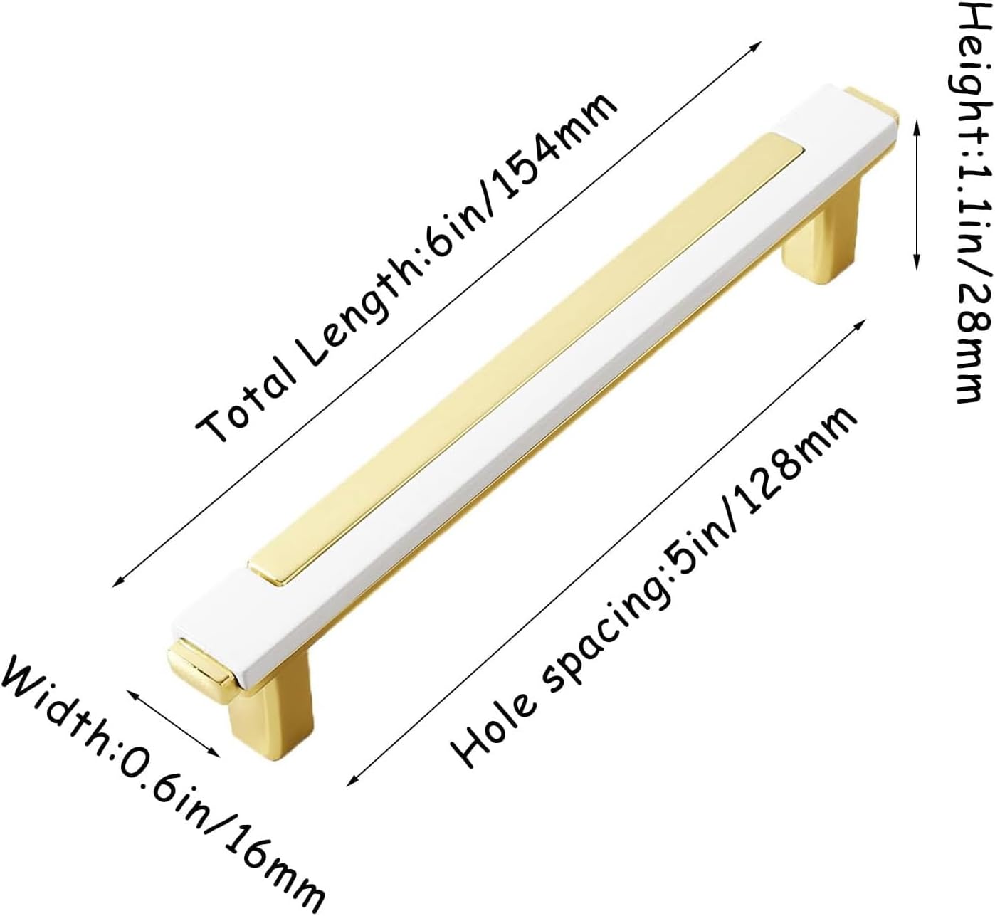 Pack of 4 Furniture Handles, Zinc Alloy Cabinet Handles, Kitchen Handles, 128 mm, Hole Spacing Handle Used for Door Handle, Golden