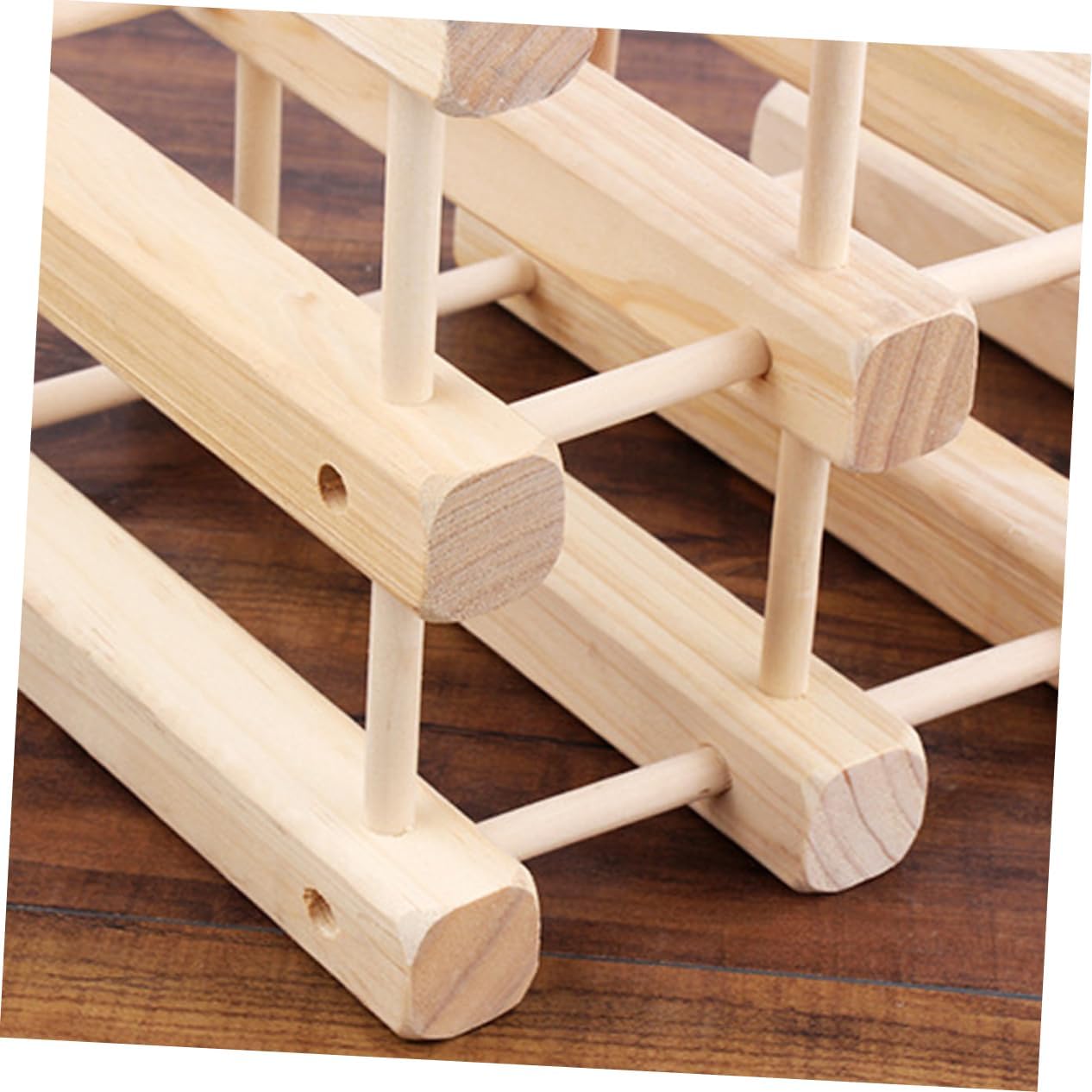 KICHOUSE Solid Wood Wine Rack for Bottles European Stand Horizontal Storage Organizer Space-Saving Wine Holder for Home Natural