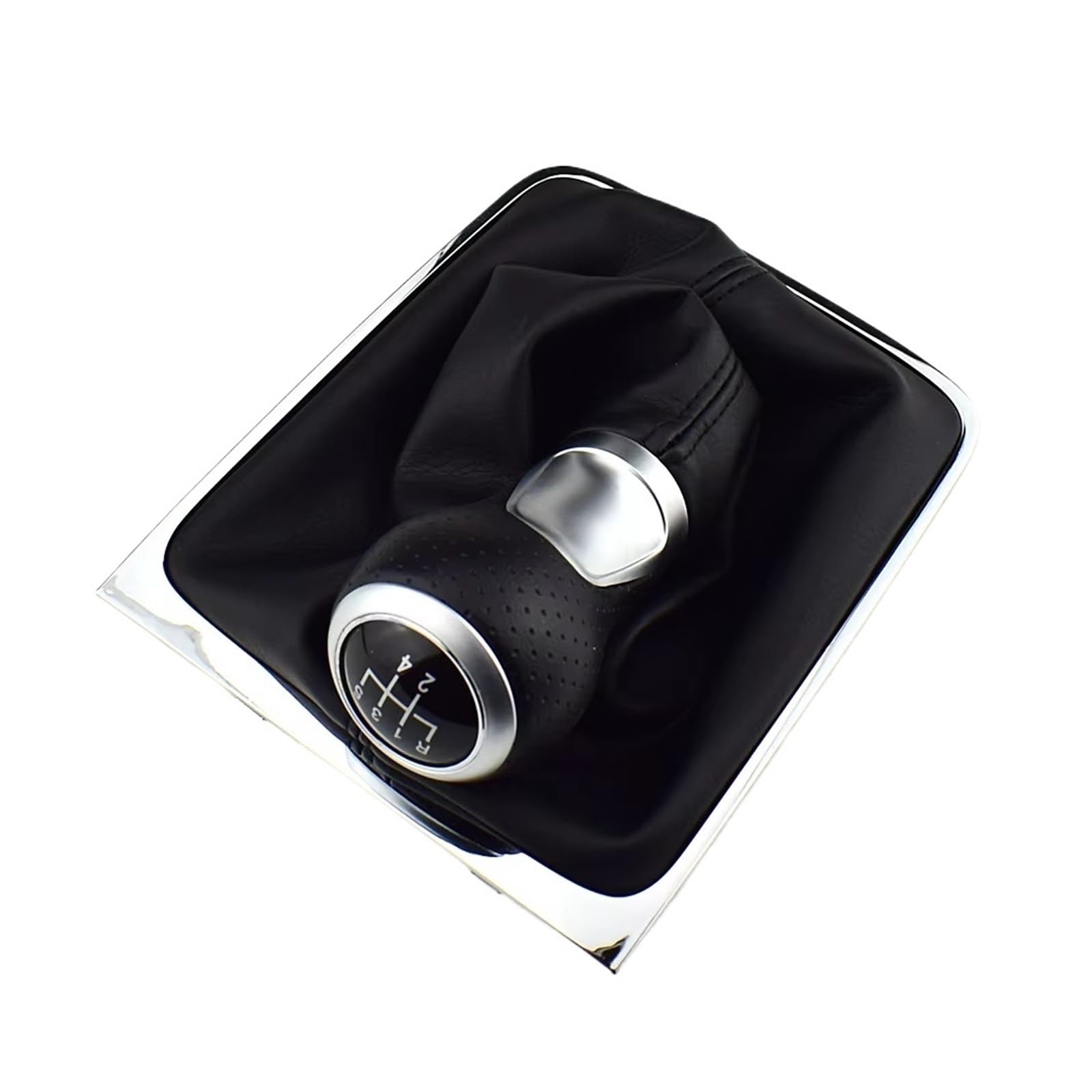 Qwqaab Ad 5 Speed Manual Gear Knob For Vw For Passat B6 2005-2011 Black Silver Manual Gear Shift Knob Pu Gaiter Boot Cover 5/6 Speed(Ad 5 Speed)