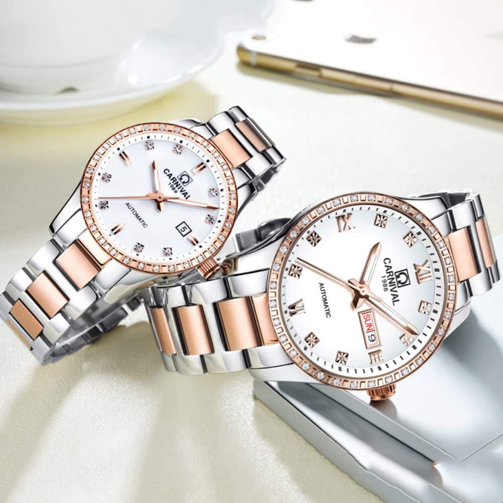 MASTOP Paar Uhren Herren und Damen Automatische mechanische Uhr Mode Chic für Sie oder Ihn, 2 Stück